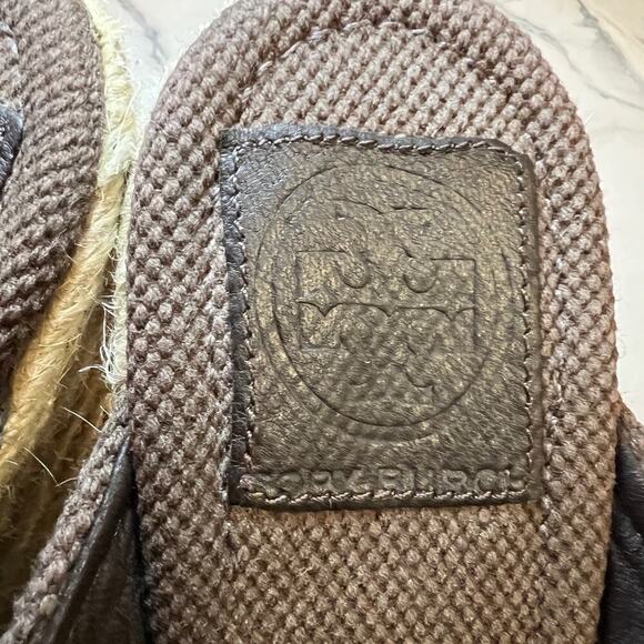 Tory Burch Chocolate Brown ‘Bailey’ Platform Wedge Espadrille Mule Size 8.5M - Picture 7 of 9